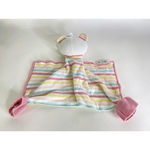 NYGB Not Your Grandma's Blanket Bear Pastel Striped Lovey Security Blanket Plush - Picture 2 of 7
